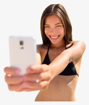 Young Girl In Bikini Taking Selfie Photo - Girl Taking Selfie Png