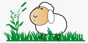 Grass Clipart Cartoon - Sheep On Grass Cartoon