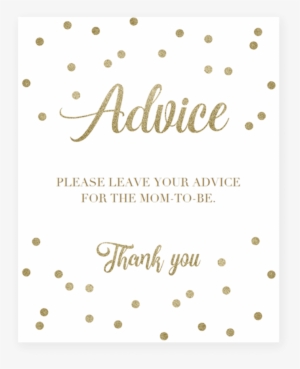 Gold Confetti Baby Shower Advice Sign By Littlesizzle - Paper