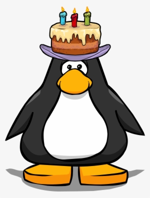 Happy Birthday Hat On A Player Card - Penguin With Santa Hat