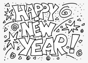 Happy New Year 2018 Coloring Pages - Happy New Year 2018 Black And White Clipart