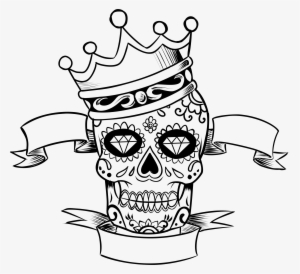 Coloring Book Crown Child Drawing Adult - Day Of The Dead Skull With Crown
