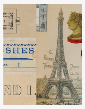 notes / artist's brushes / my love / eiffel tower - collage art