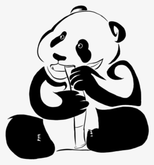 Panda Eating Bamboo Drawing - Panda Tribal Png