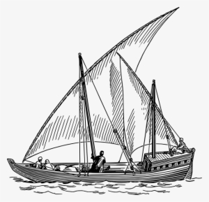 Sailboat Clipart Sailor Boat - Dhow Clipart Black And White
