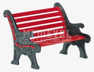 Red Wrought Iron Park Bench - Department 56 Village Red Wrought Iron Park Bench