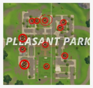 In The Area Indicated As Number 1, You Will Find Three - Chests In Pleasant Park