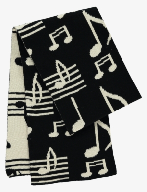 Beau Loves Black & Off White Music Jacquard Scarf