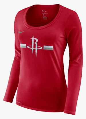 Women's Houston Rockets Nike L/s Logo Stripe Tee - Houston Rockets
