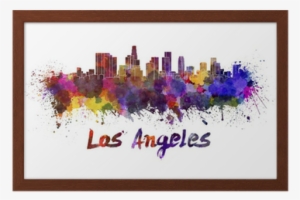 Los Angeles Skyline In Watercolor Framed Poster • Pixers® - Los Angeles Skyline Watercolor