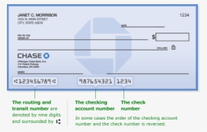 Routing Number For Chase Bank - Jpmorgan Chase Bank Cheque