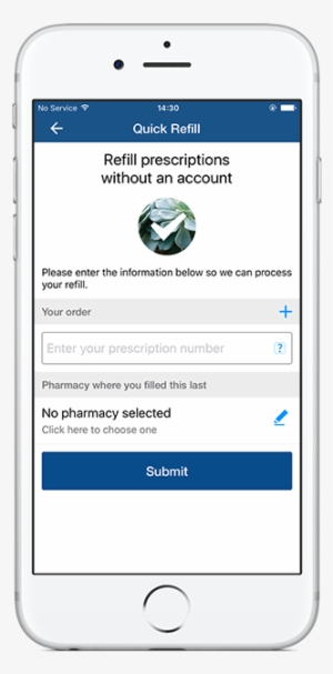 refill by typing prescription number - refill order app