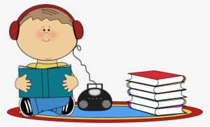 Boy Listening To Book On Cd Player Clip Art - Listen To Reading Clipart