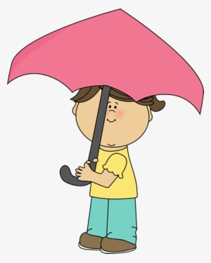 Little Girl With An Umbrella Clip Art - Boy Umbrella Clipart