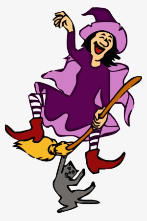 Witch Dancing With Cat Clipart Png - Dancing Witches Clipart