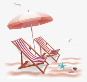 Beach Chair And Picture Transparent Library - Шизлонг Зонтик Png