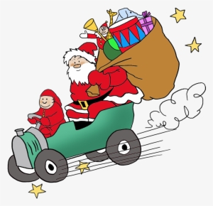 Funny And Free Claus Bringing Presents By - Santa Claus In A Car Png