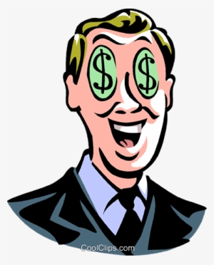 Man With Dollar Sign Eyes Royalty Free Vector Clip - Person With Dollar Signs In Their Eyes