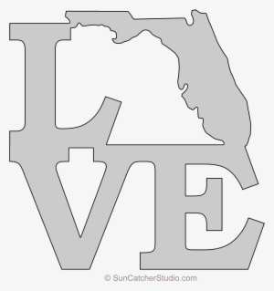 Florida Love Map Outline Scroll Saw Pattern Shape State - True Love Pic With Harley Davidson