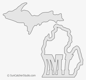 Michigan Map Shape Text, Outline Scalable Vector Graphic - Car Decal Mockup Free
