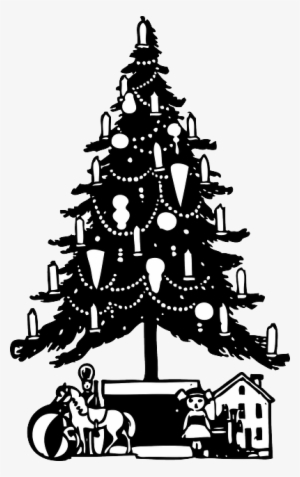 Black, Outline, Silhouette, Tree, White, Recreation - Luck And Luck Cavallini Christmas Rubber Stamp Vintage