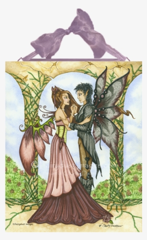 Fairies Dancing Ceramic Tile Plaque - Any Occasion - Blank Note Card - Two Fairies