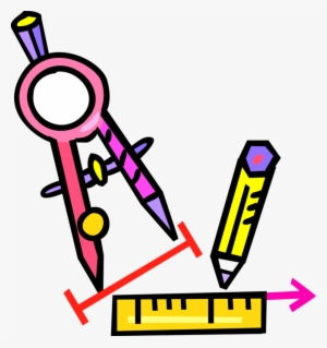 Compass With Ruler And Pencil - Compass Ruler Clipart