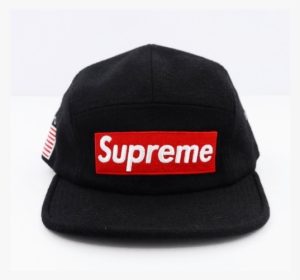 Black Supreme Hat With Red Logo