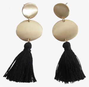 Time And Tru Black Gold Circle Earrings With Thread - Earrings