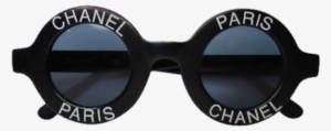 Vintage Chanel Paris Logo Sunglasses Black Round Rare