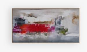 Abstract Lanscape Grey Red Painting Fine Art Oils On - Painting