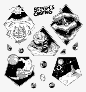 Steven Cosmos Stickers - Stickers Black And White