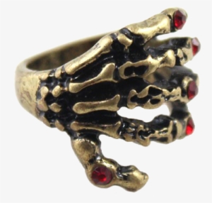 Golden Vintage Ring With Skeleton Hand - Golden Punk Rhinestone Alloy Antique Ring