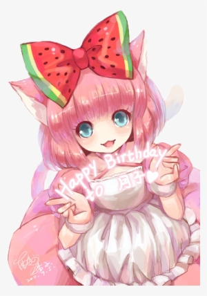 Anime Clipart Pink Cat - Happy Birthday Anime Girl