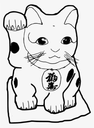 Anime Cat Clipart - Lucky Cat Colouring Page