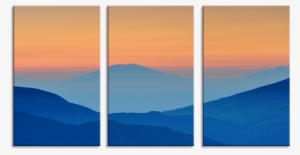 Mountain Silhouette Peach 3 Panel Canvas Wall Art - Canvas