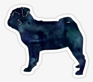 Pug Toy Breed Dog Black Watercolor Silhouette By Tripoddogdesign - Watercolor Painting