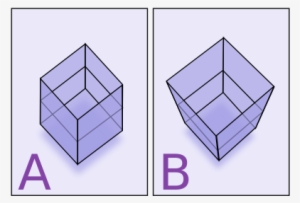 Two Different Projections Of A Stack Of Two Cubes, - Foreshortening Projection