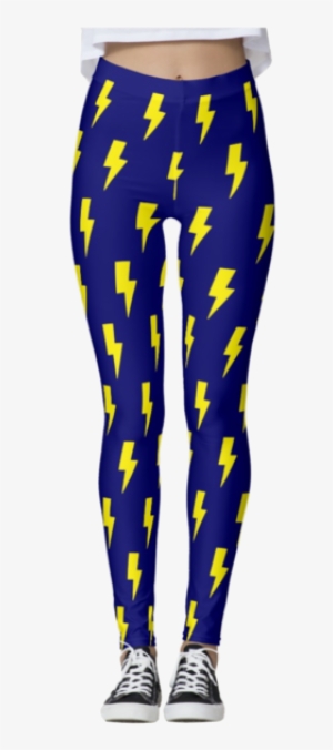 Yellow & Blue Lightning Bolts Leggings - Lightning Yellow Leggings