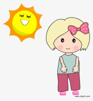 Cute Girl In The Sun Free Clip Art - Clip Art