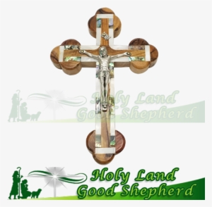 Olive Wood Cross Mother Of Pearl - Mother Of Pearl The Holy Land