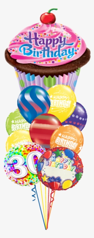 Personalized Name & Age Birthday Cupcake Bouquet - 'happy Birthday' Cupcake Super Shape Foil Balloon