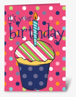 Pink Birthday Cupcake Greeting Card