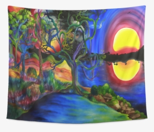 Colorful Psychedelic Rainbow Lake Art Tapestry