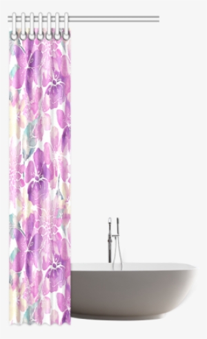 Pastel Watercolor Flower Pattern Shower Curtain