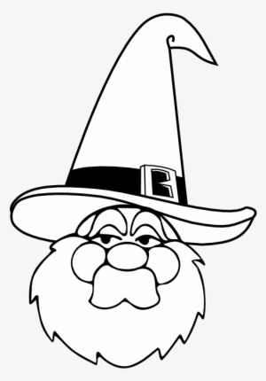 Wizard Blue Hat Black White Halloween 555px - Santa Coloring Pages