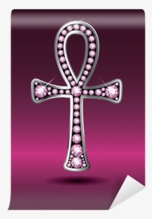 Egyptian Ankh With Rose Quartz Stones Wall Mural • - Symbol