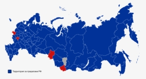Blue Indicates A Win By Putin, Red A Win By Zyuganov, - Russian Presidential Election Map