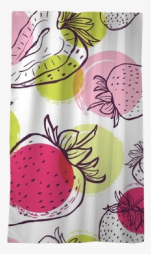 Vector Seamless Pattern With Strawberries And Colorful - Watercolor Painting