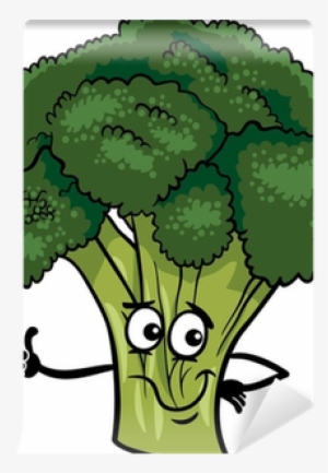 Funny Broccoli Vegetable Cartoon Illustration Wall - Funny Broccoli